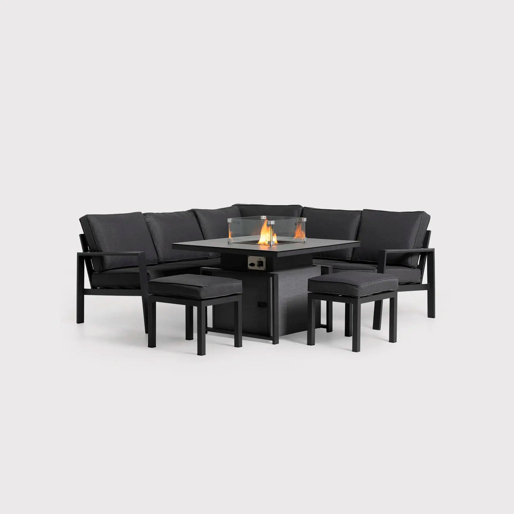 Dark Grey Garden Corner Set with Rising Firepit