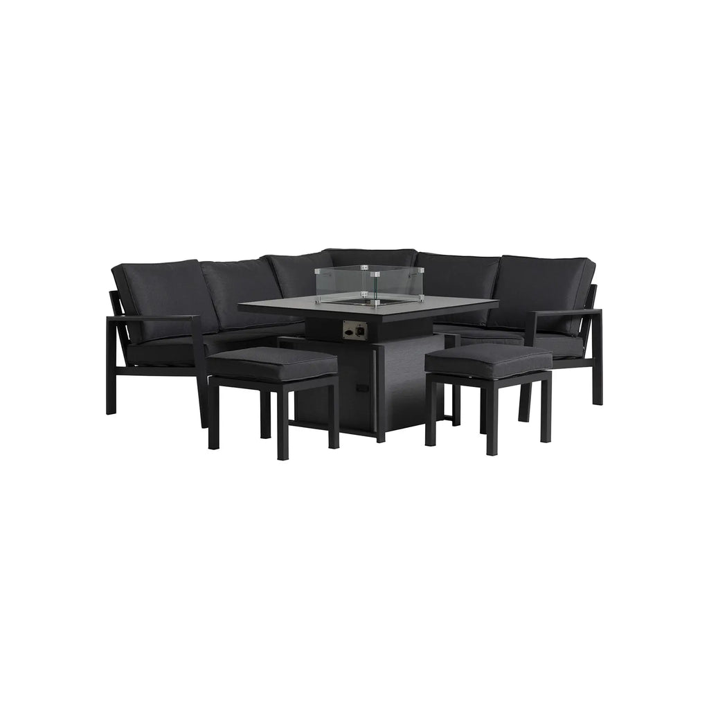 Dark Grey Garden Corner Set with Rising Firepit