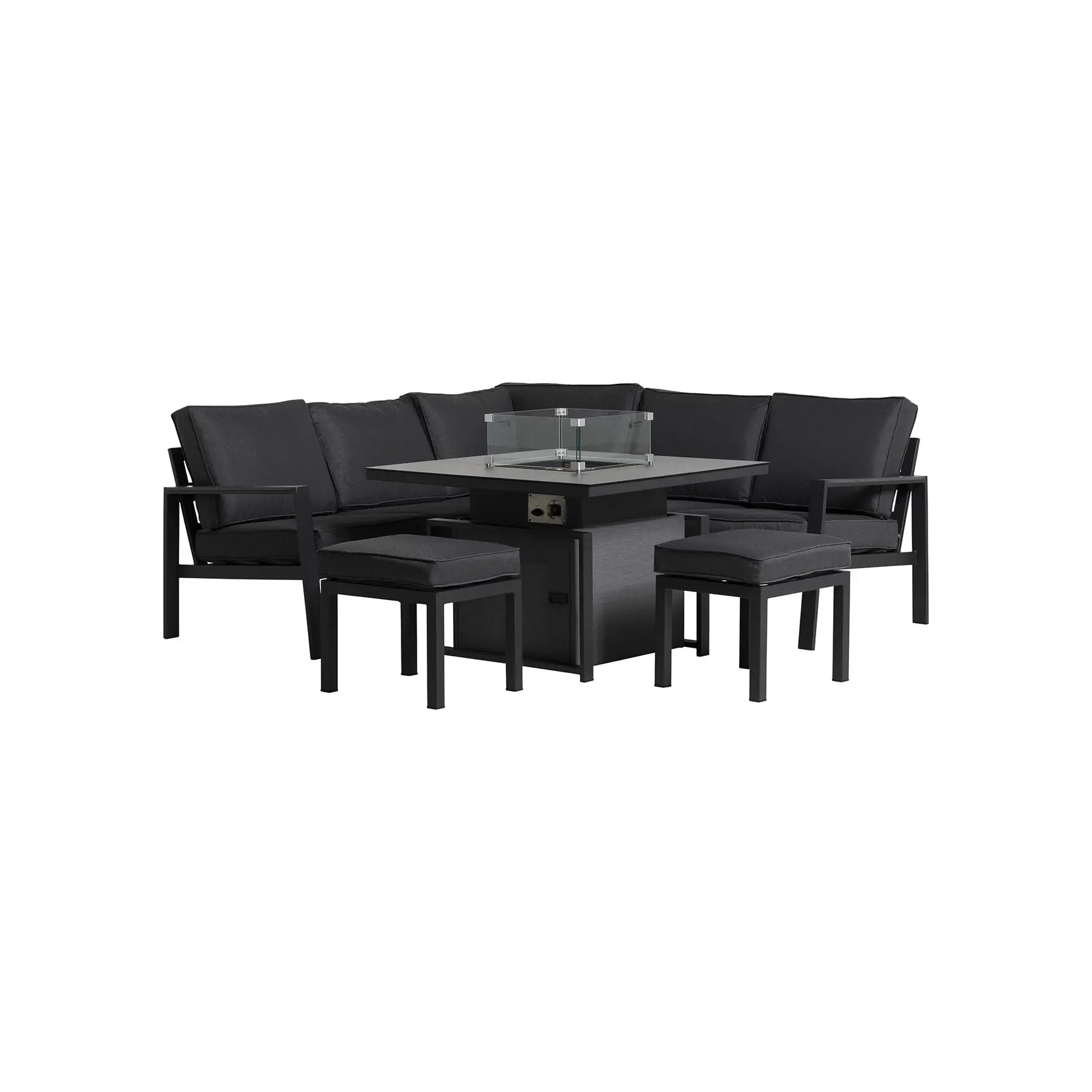 Dark Grey Garden Corner Set with Rising Firepit