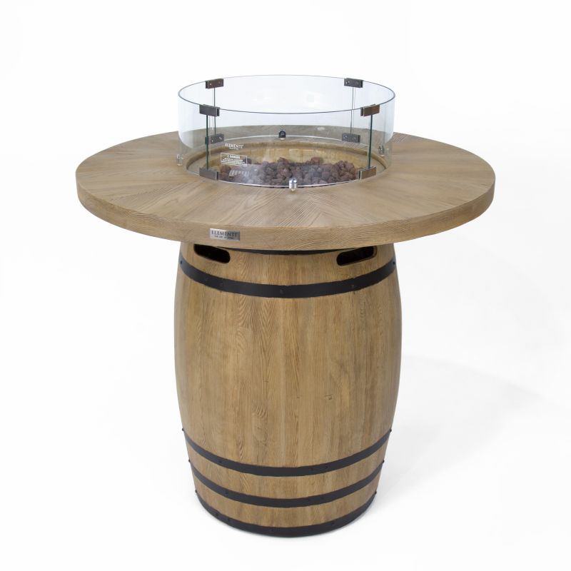 Elementi Lafite Outdoor Concrete Barrel Fire Table – Brown