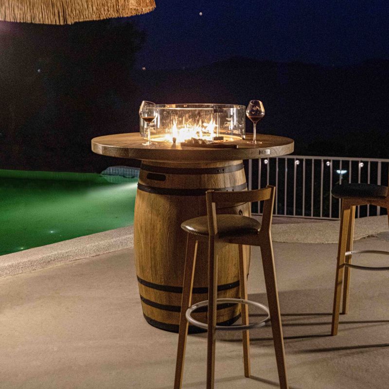Elementi Lafite Outdoor Concrete Barrel Fire Table – Brown