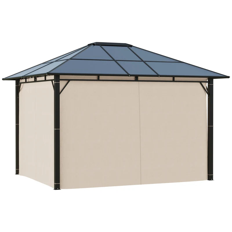 Outsunny 10' x 12' Hardtop Gazebo – Blue, Dark Brown & Off-White