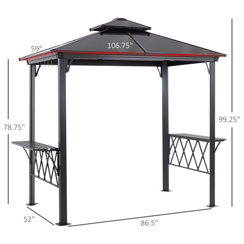 Outsunny 8.9' x 4.9' BBQ Grill Gazebo – Dark Brown