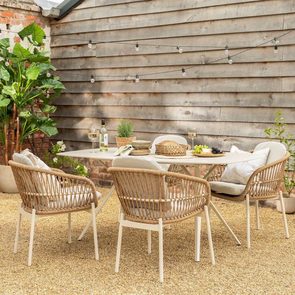 Beige Sintered Stone Garden Dining Set