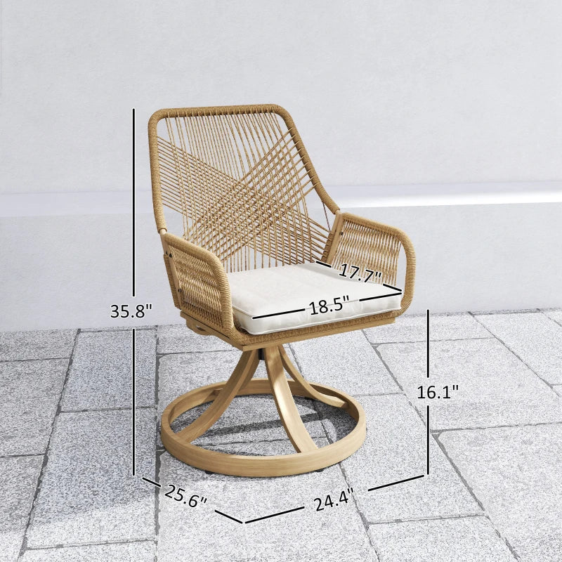 Outsunny Patio 2-Piece Swivel Chairs – Brown