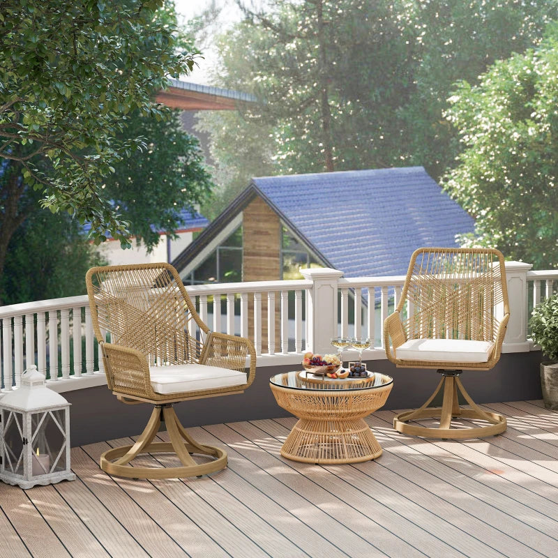 Outsunny Patio 2-Piece Swivel Chairs – Brown