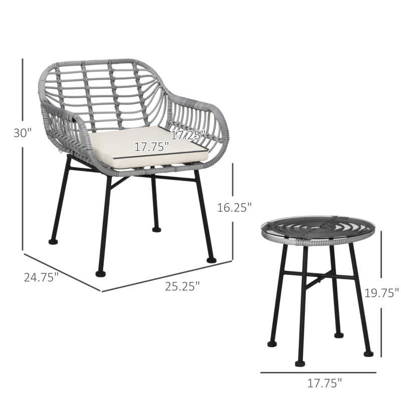 Outsunny Outdoor 3-Piece Patio Set – Cream White