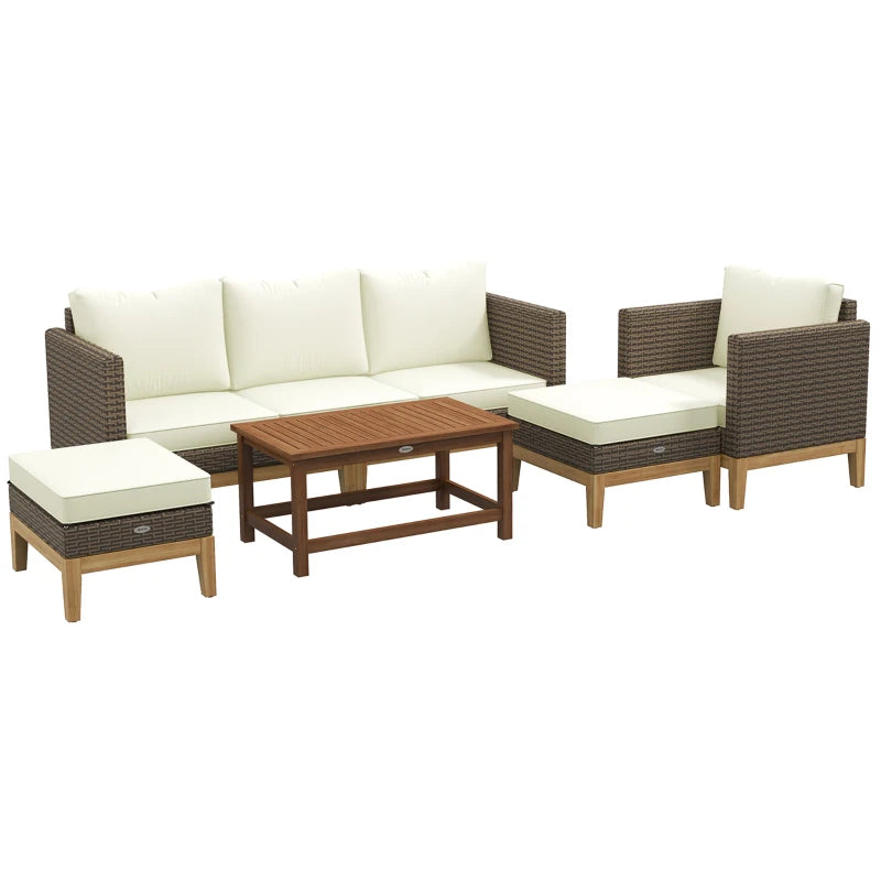 Outsunny 5-Piece Patio Furniture Set – Cream White