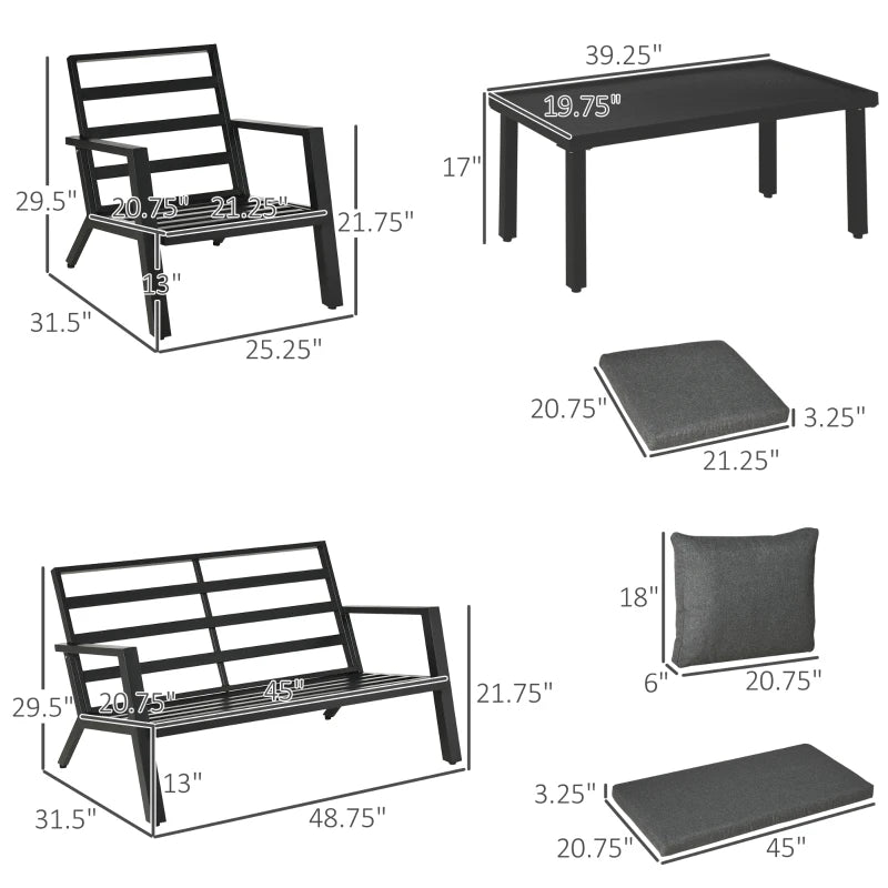 Outsunny 4-Piece Outdoor Furniture Set – Dark Grey