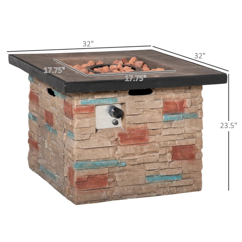 Outsunny 32" x 32" Outdoor Propane Fire Pit Table