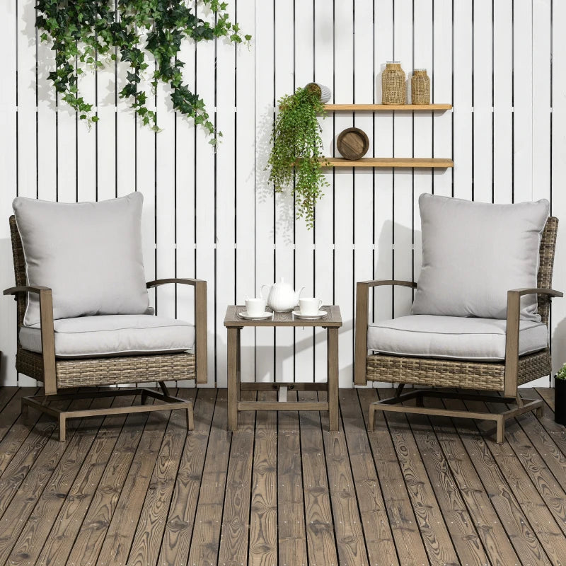 Outsunny Outdoor 3-Piece Patio Set with Rocking Chairs – Light Grey