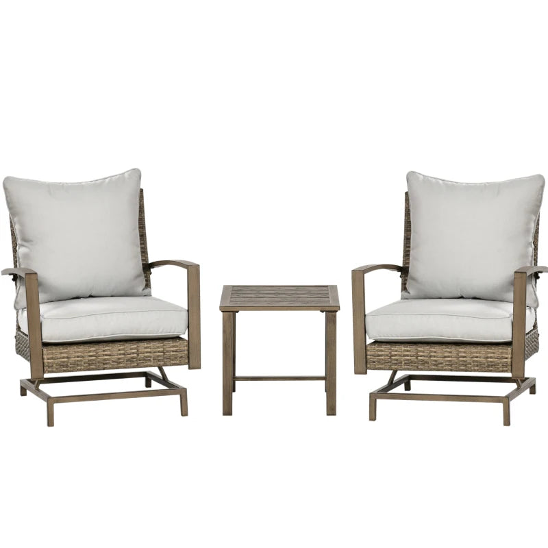 Outsunny Outdoor 3-Piece Patio Set with Rocking Chairs – Light Grey