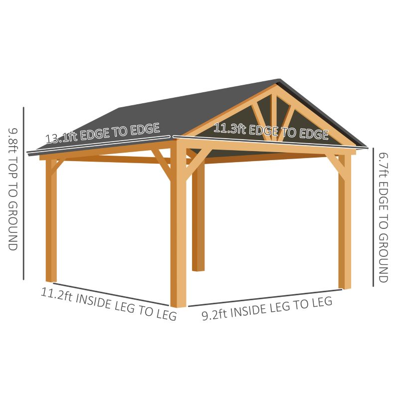 Outsunny 11' x 13' Hardtop Gazebo – Steel Roof & Wooden Frame