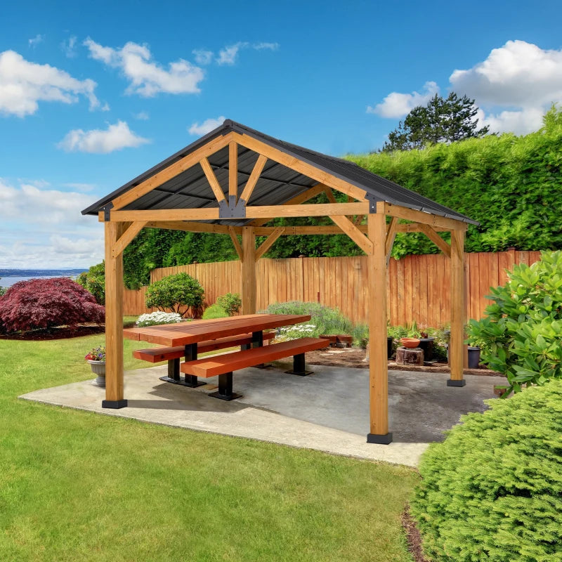 Outsunny 11' x 13' Hardtop Gazebo – Steel Roof & Wooden Frame