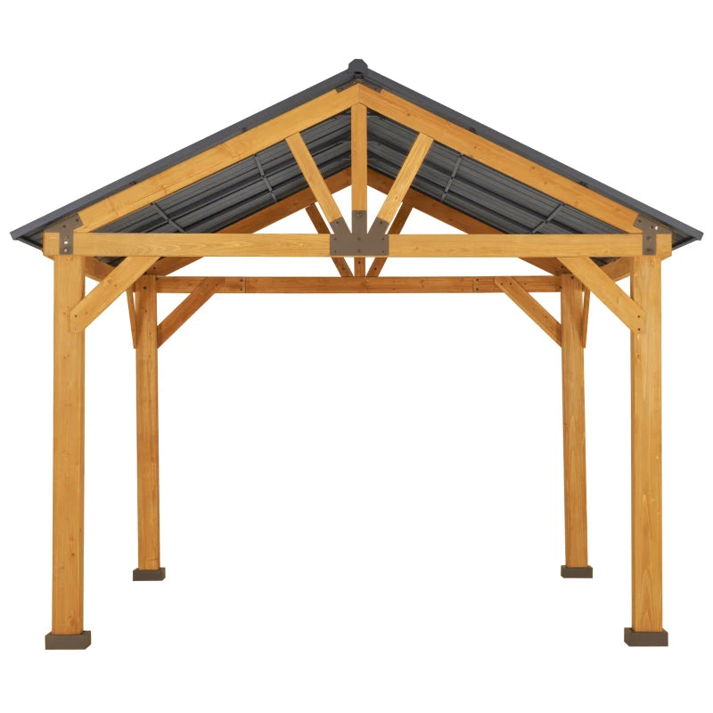 Outsunny 11' x 13' Hardtop Gazebo – Steel Roof & Wooden Frame