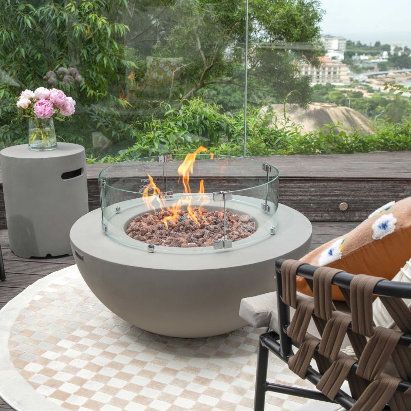 Modeno Roca Outdoor Concrete Fire Table – Light Grey